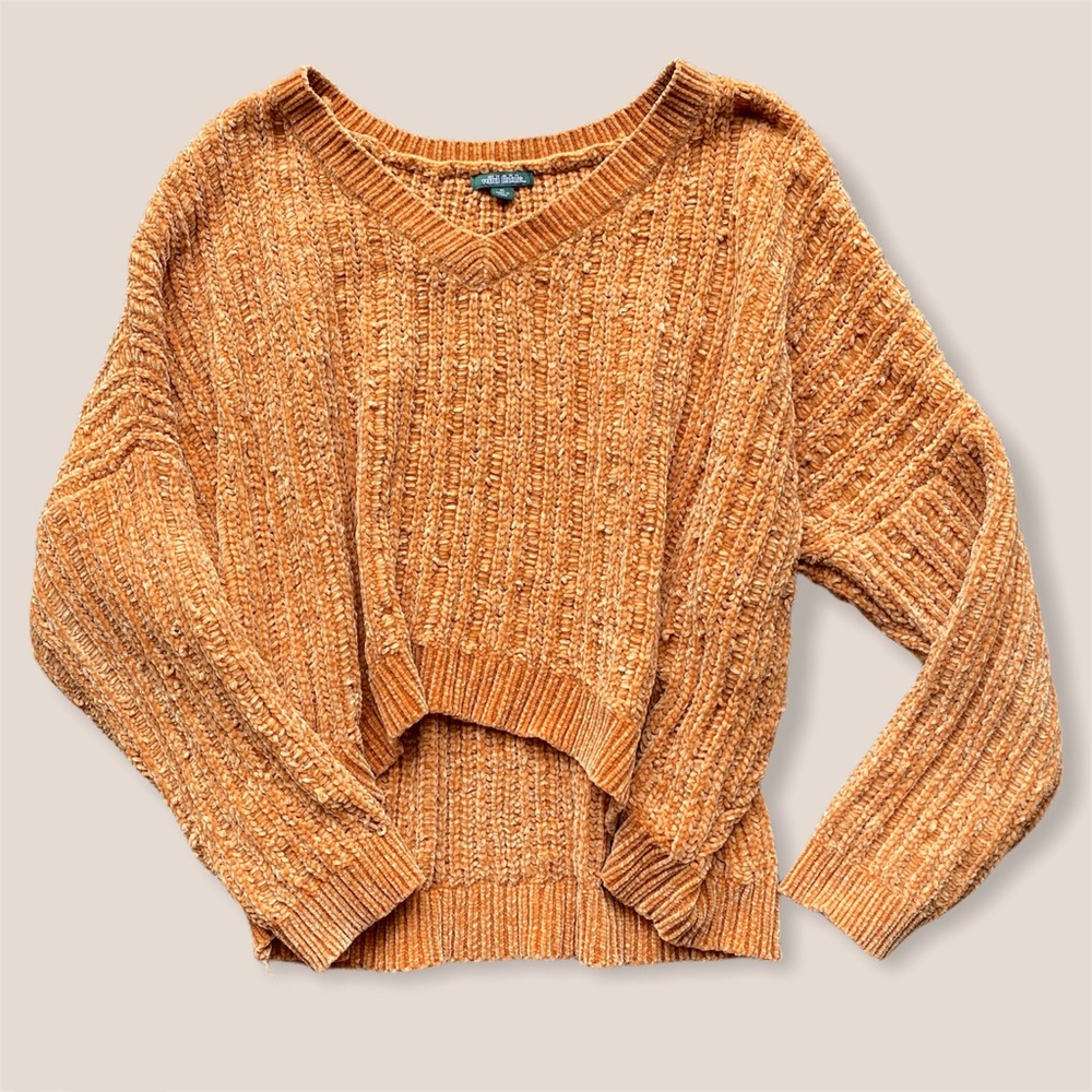 SOLD orange oversized crop v-neck sweater